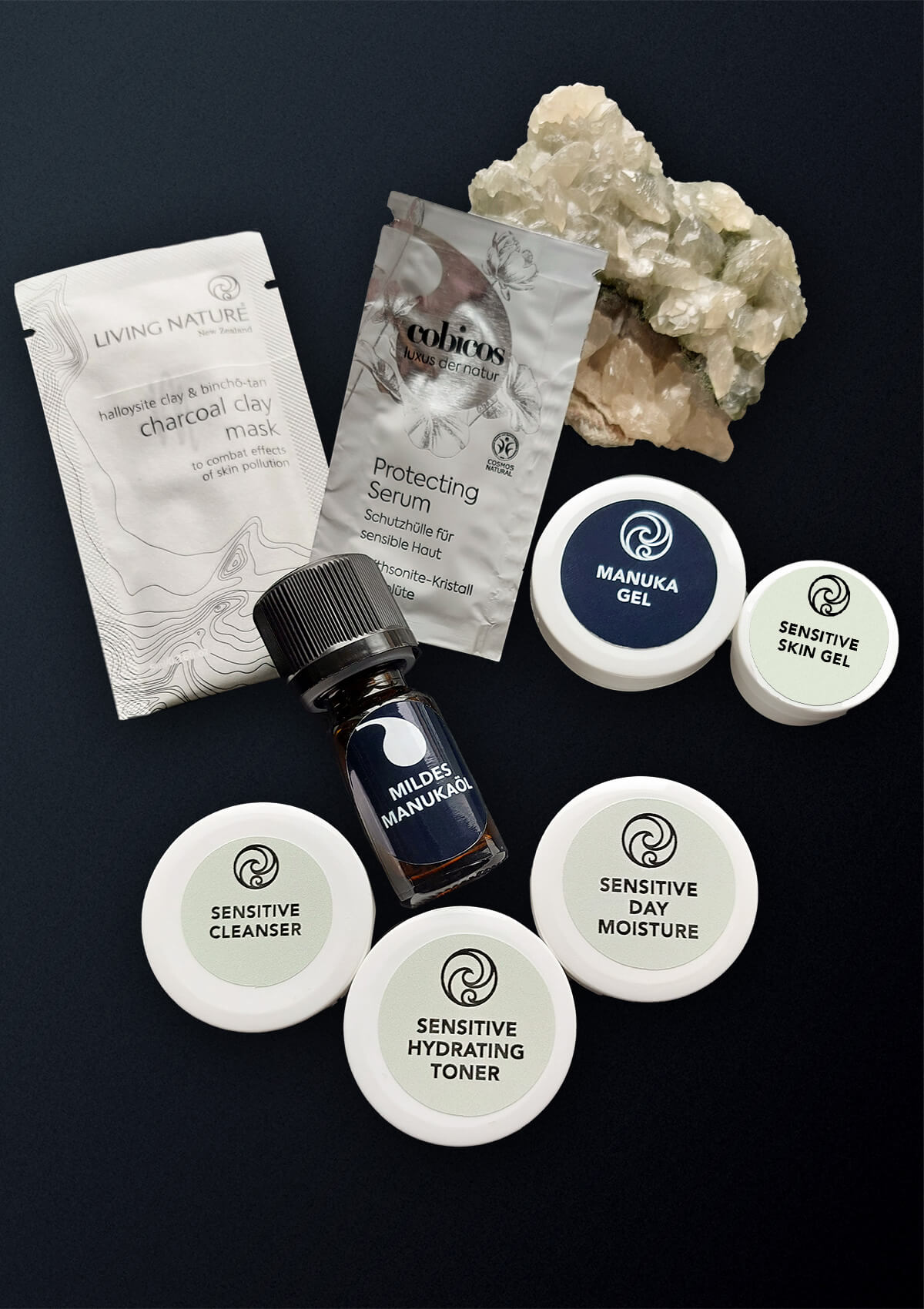 Probierset für Rosacea Haut bestehend aus acht Produktprobiergrößen